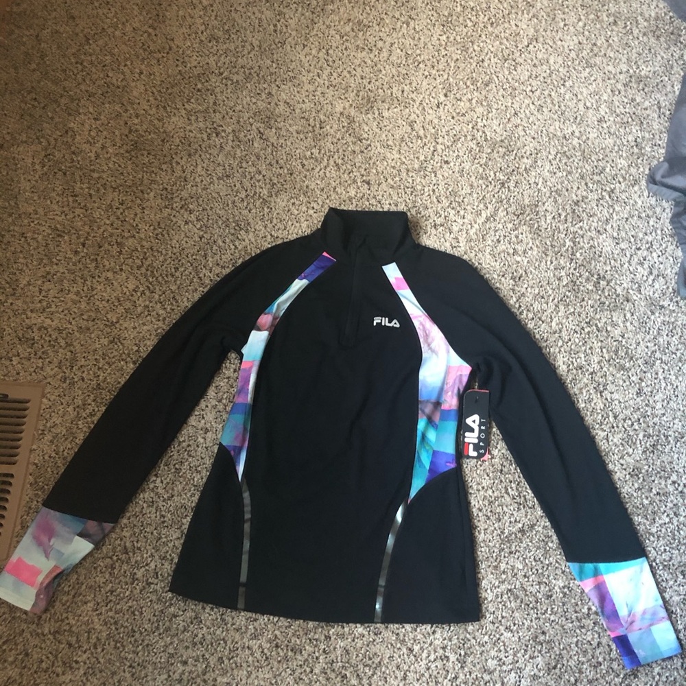 Fila Black with multi color half zip up